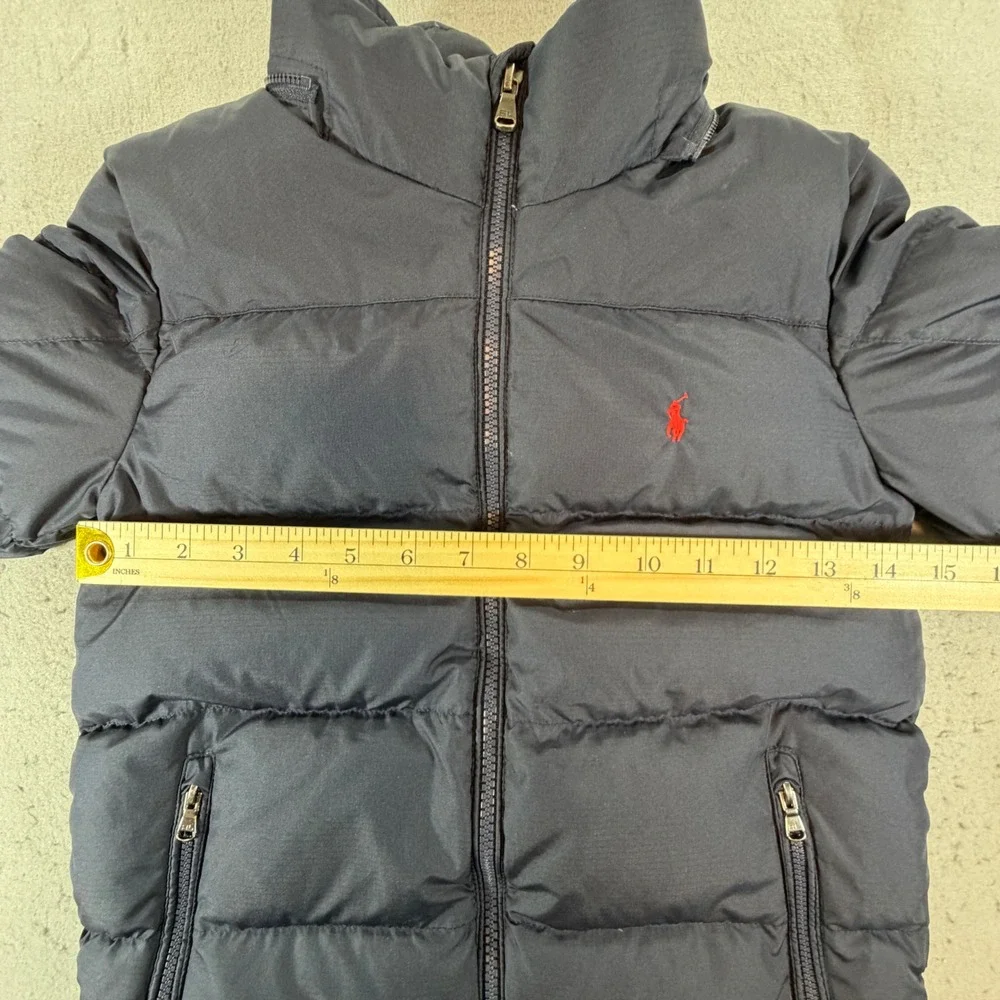 Polo Ralph Lauren Boys 8 Navy Puffer Jacket Red Pony Full Zip Quilted